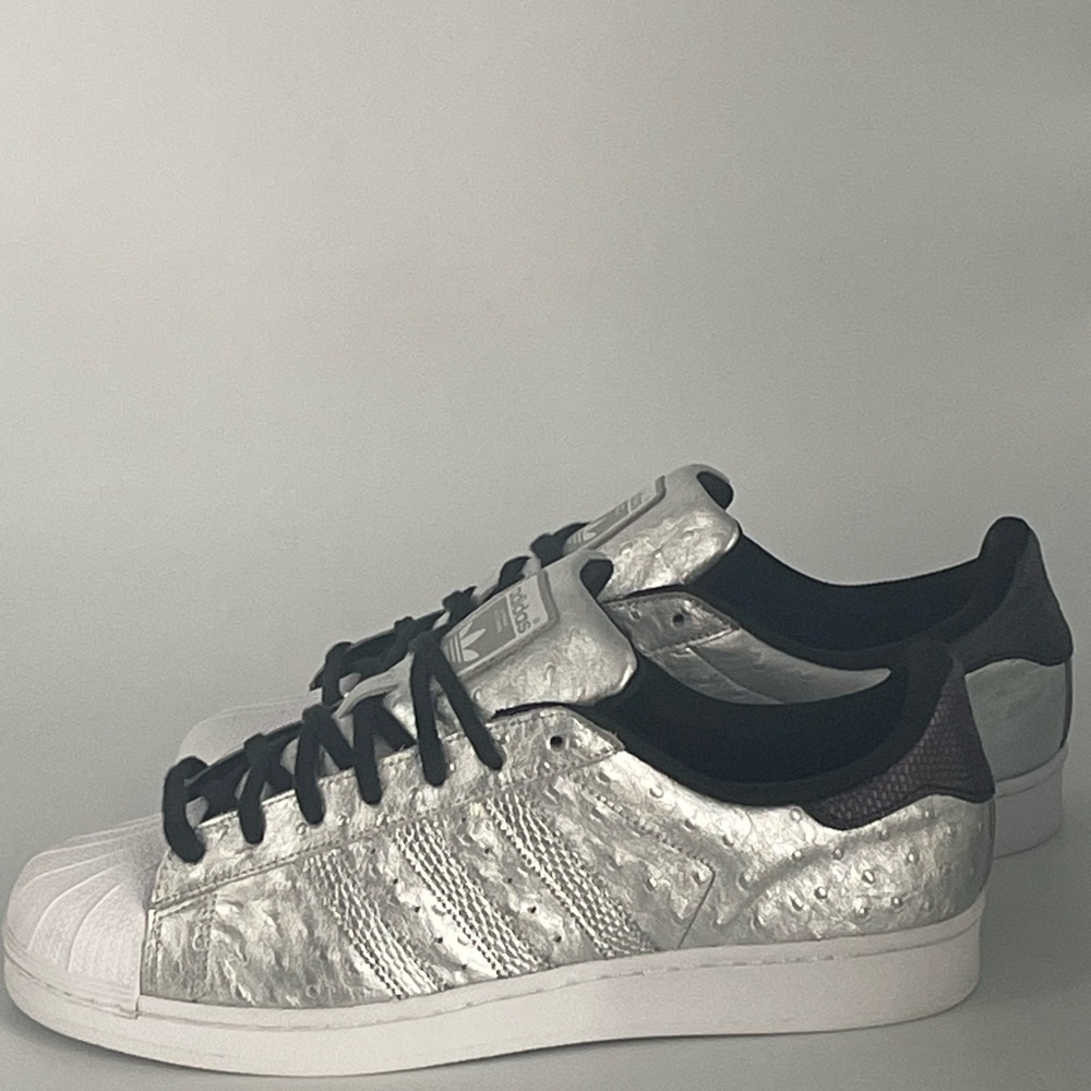 Rare Adidas Original Superstar Metallic Silver and White Sneakers 2015